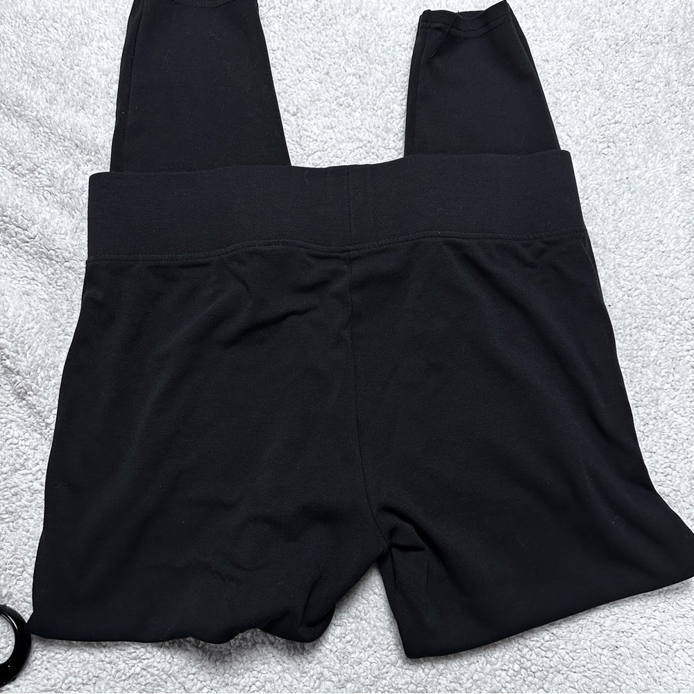 A New Day Black Pull-On Ankle / Yoga Pants Stretch Minimalist, Wide Waist Band L